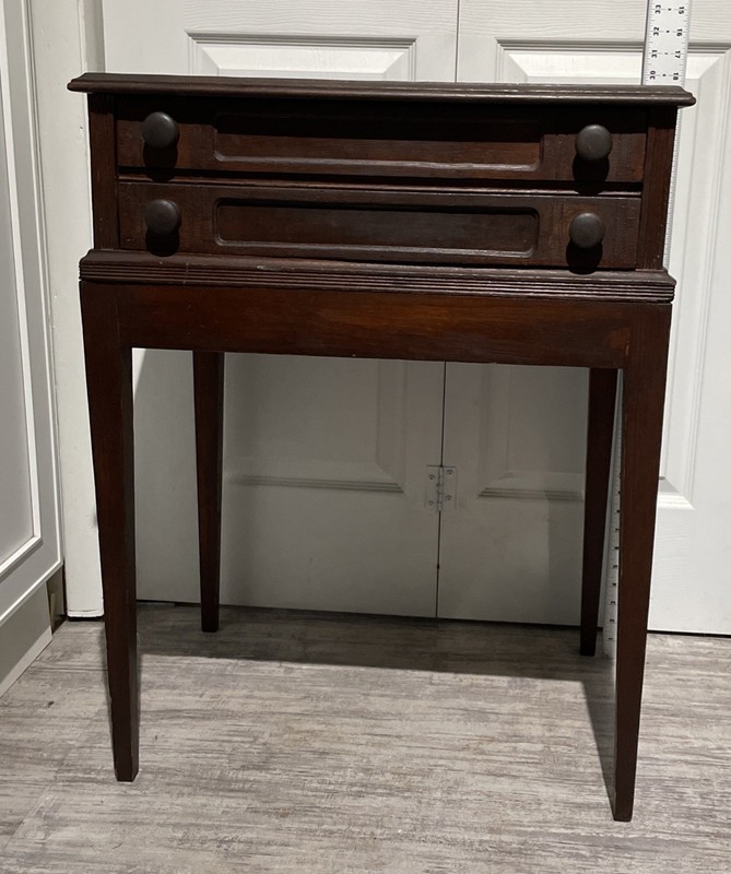 Antique Wood Table 2 Drawer Night Stand End Table 29” T X 22” W X 15.5” Deep