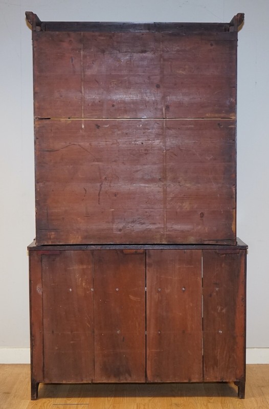 VICTORIAN MAHOGANY BOOKCASE WITH LION MASK CLAW FEET GLAZED DOORS gallery