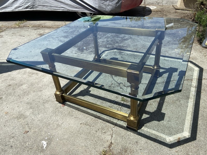 Mastercraft Vintage Mid Century Brass and Glass Coffee Table