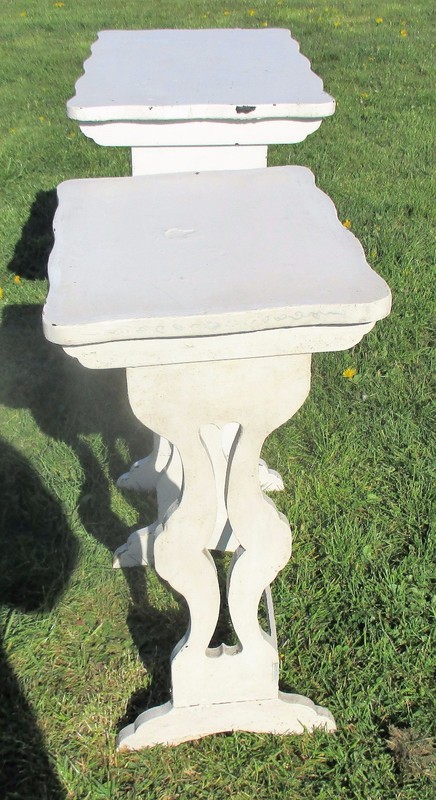2 Antique French White Wood Nesting Side Tables French Provincial Stunning WOW gallery