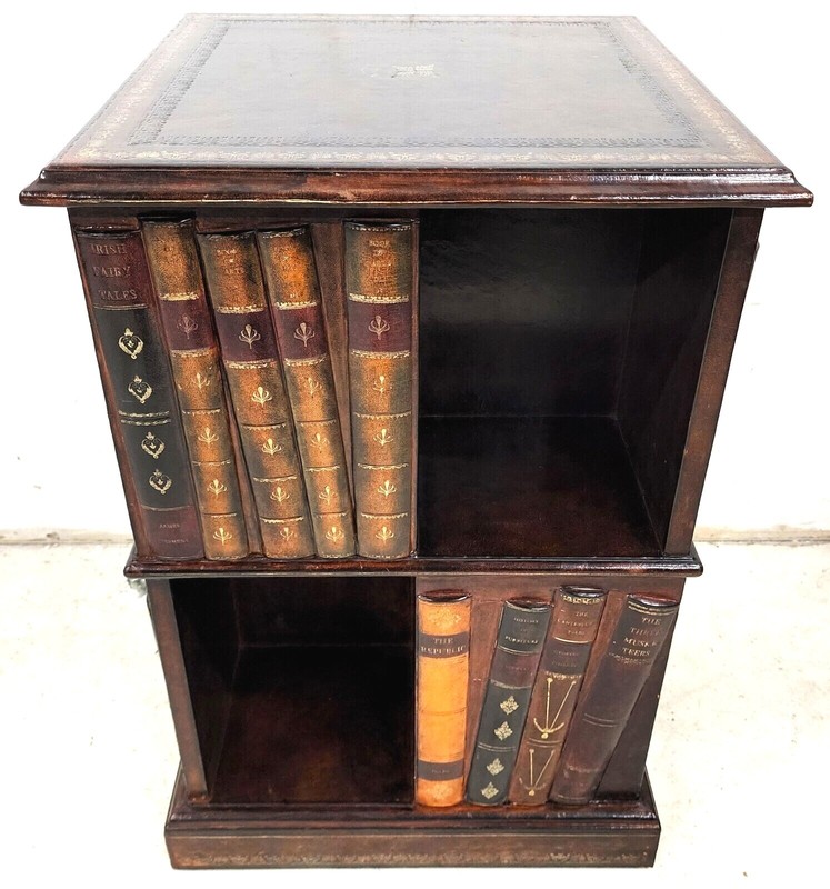 Tooled Leather Faux Book Nightstand Side Table by MAITLAND SMITH gallery