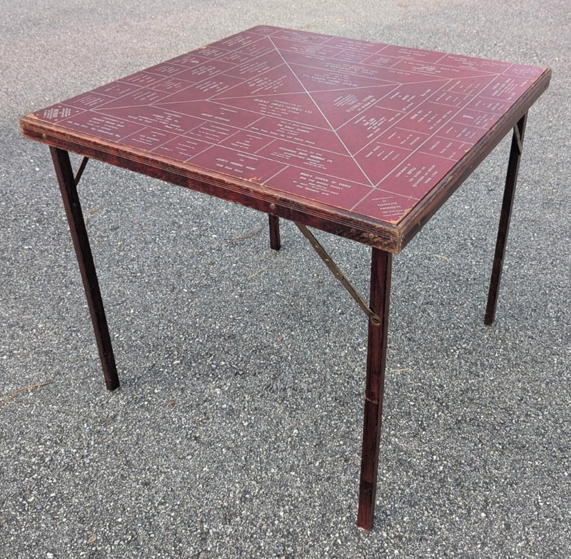 American Legion Auxiliary Wood Folding Game Card Table 1951-52 NY w Advertising