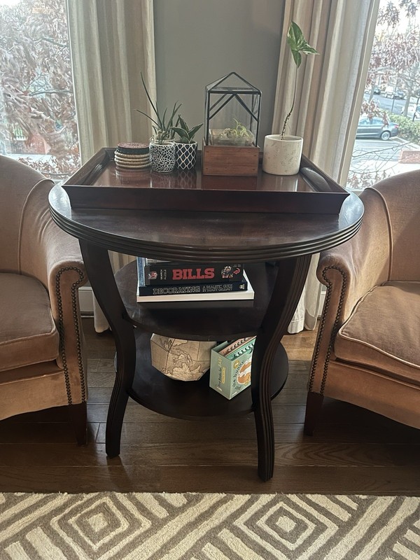 Elegant Solid Wood Round Table with Removable Matching Serving Tray for Home