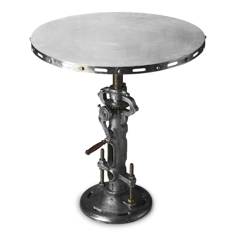 Fenwick Round Metal 31.5"W Adjustable Hall/Pub Table, Silver