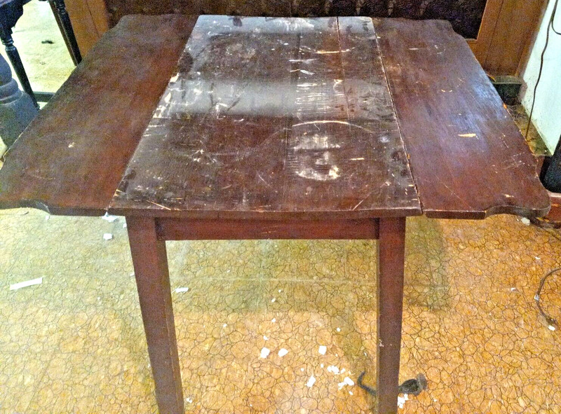 Antique Drop Leaf Side Work Table - Dark Walnut - Classic American Design
