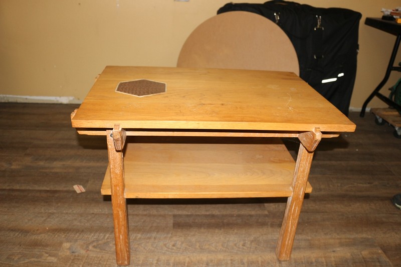 Unusual MCM Vintage c.1950 Ranch Oak A. Brandt 32″ End Side Coffee Table