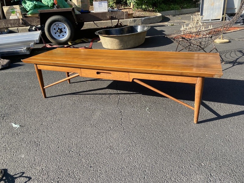 Mid Century Modern Natural Wood Designer Heritage Henredon Long Coffee Table gallery