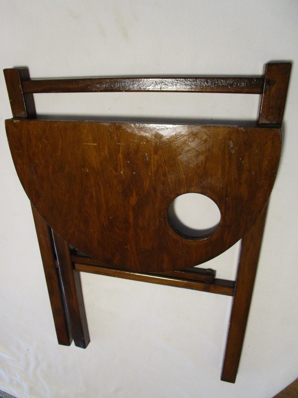 Vintage Wooden foldable side table Demilune gate-leg Smoke stand 18.5"H 1930's gallery