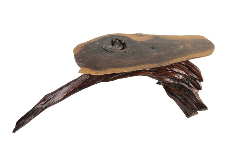 Mid 20th Century Live-Edge Coffee Table w/ Sculptural Root Base gallery