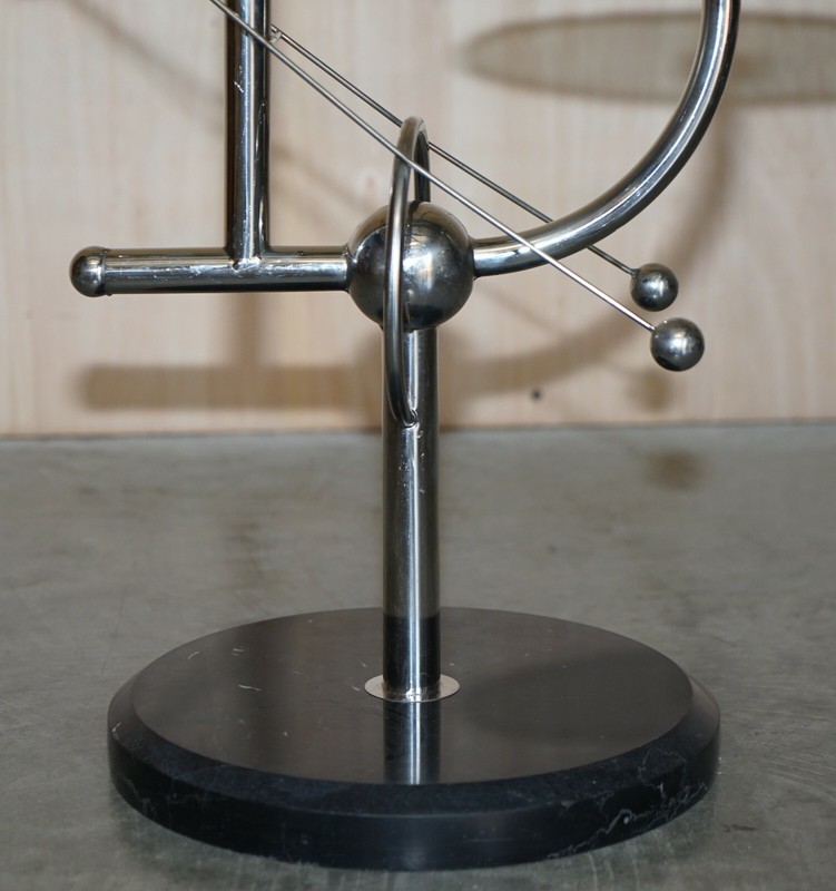 MID CENTURY MODERN ATOMIC SPACE AGE CHROME GLASS & MARBLE SIDE END LAMP TABLE gallery