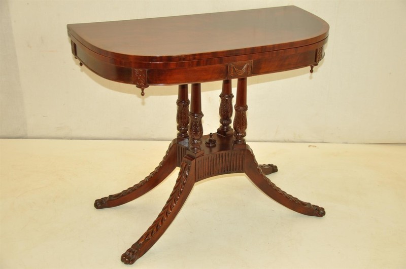 Gorgeous Duncan Phyfe Style Mahogany Flip Top Card Game Table c. 19th cent. gallery