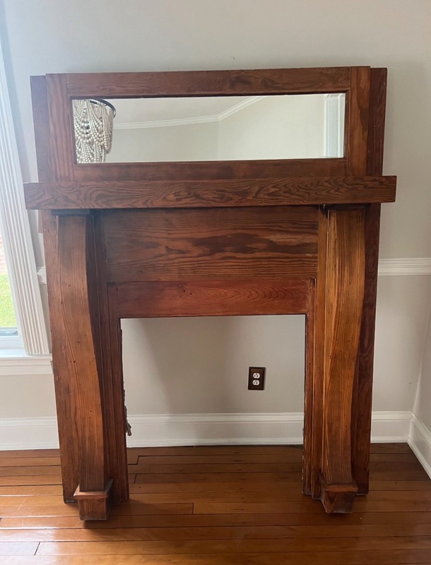 Antique Early 1900s Solid Wood Mantel With Mirror 7’ X 5’ Oak From 1905 Historic