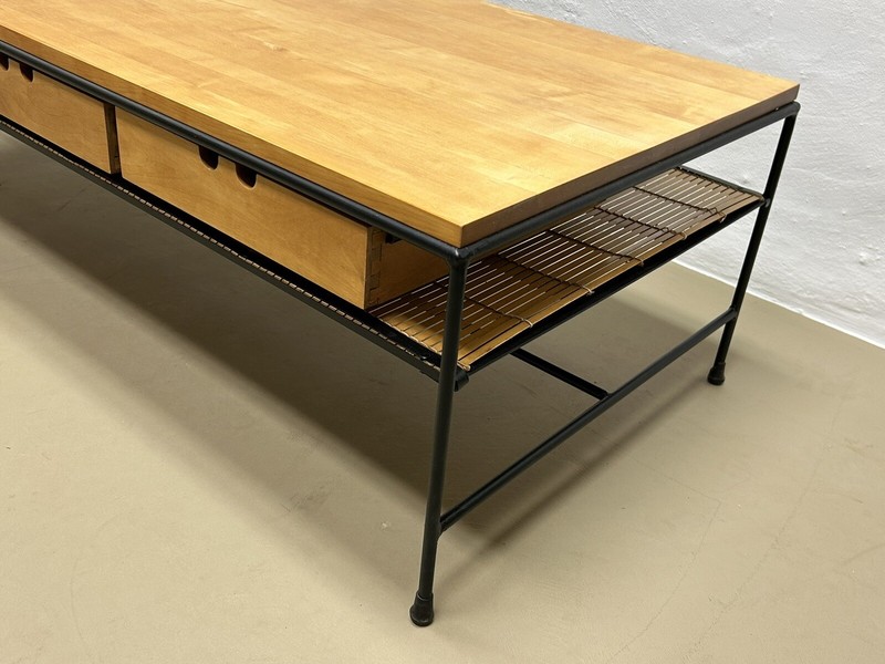 MINT Paul McCobb Planner Group Maple Iron Coffee Table circa 1950's gallery