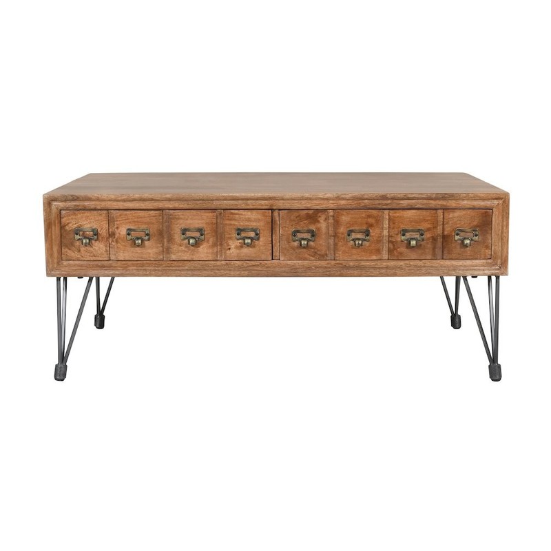 American Vintage Solid Wood Coffee Table with Apothecary Drawers