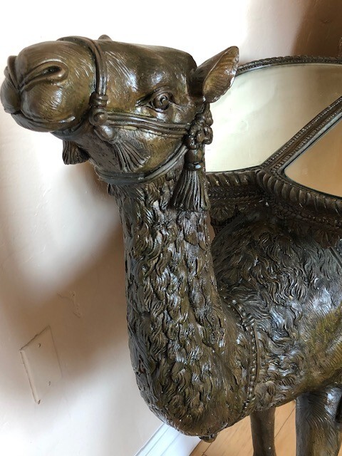 Side Table Bronze Camel Lost Wax Method Brass Sculpture Rare Estate Sale gallery