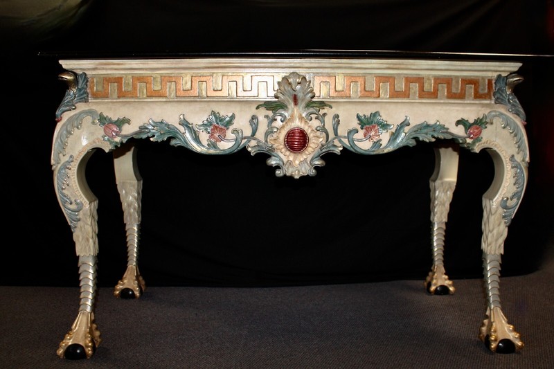 VENETIAN CONSOLE CREATED WITH BIRD THEME. Bird Heads In Corners; Webbed Toe Feet