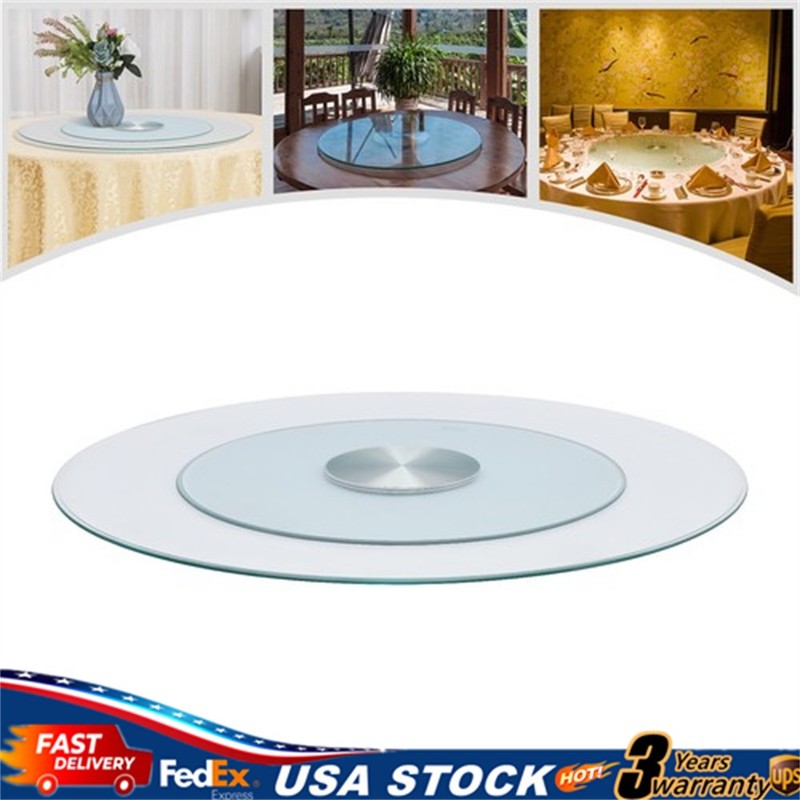 27.56" Glass Lazy Susan Turntable Large Dining Table Round Clear Rotating Tray