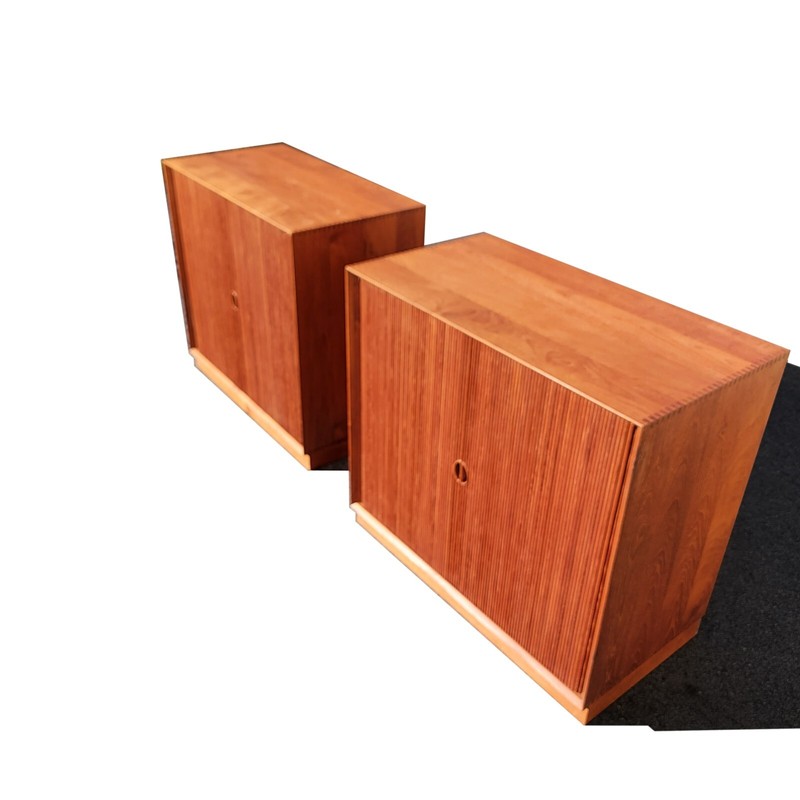 A Pair of Mid century Danish modern tambour doors cabinets by Peter Hvidt gallery