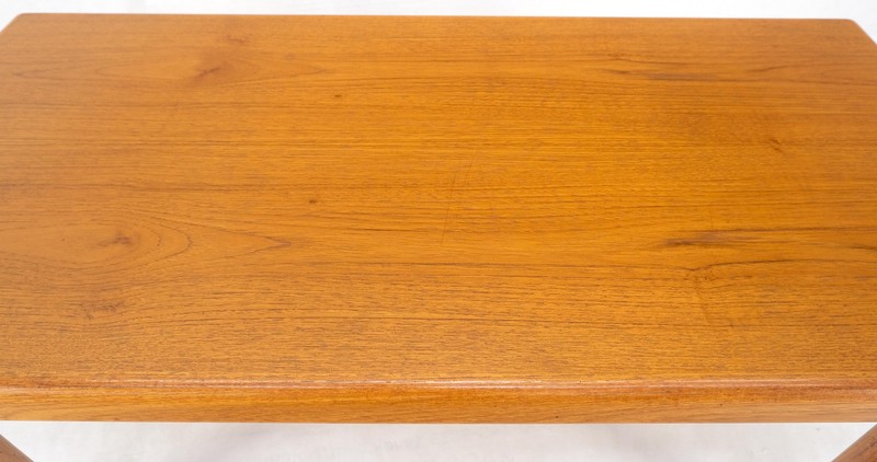 Danish Mid Century Modern Compact Rectangle Solid Teak Legs Coffee Table MINT gallery