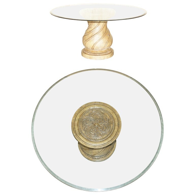 STUNNING DECORATIVE LARGE EARTHENWARE PEDESTAL BASE DINING CENTRE TABLE