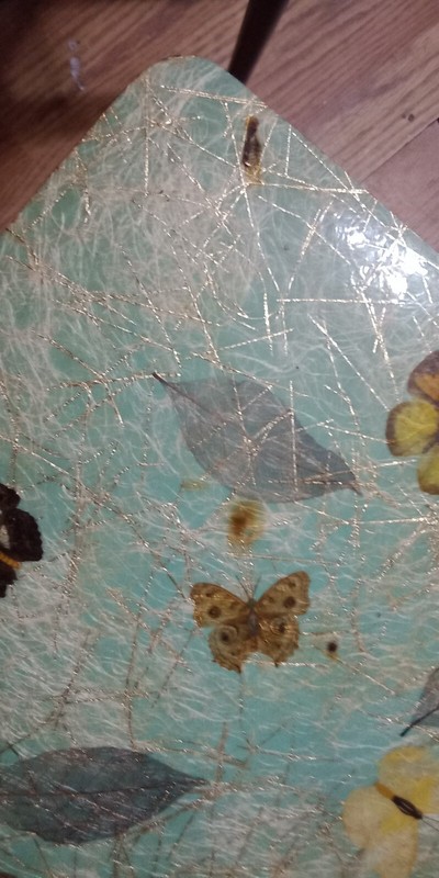 Set Of 3 Biltmore Mcm Butterfly Guitar Pick Shaped Stackable Tables gallery