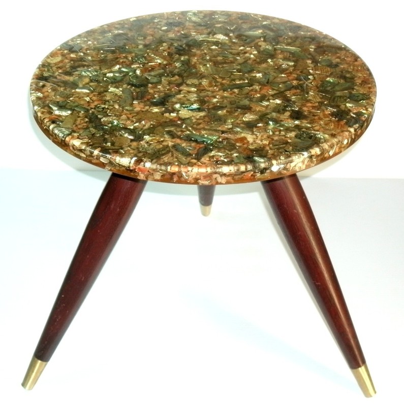 Vintage MCM Abalone Shell Resin Table