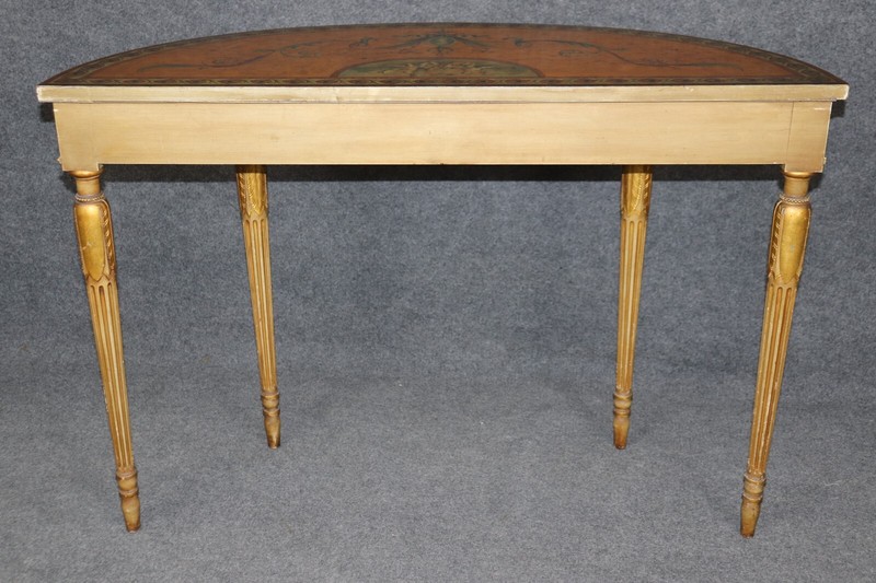 Spectacular Adams Paint Decorated Demilune Console Table with Puttis Cherubs gallery