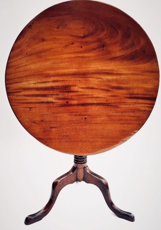 1750 Early American Chippendale Antique Federal Mahogany Tilt Top Tea Table