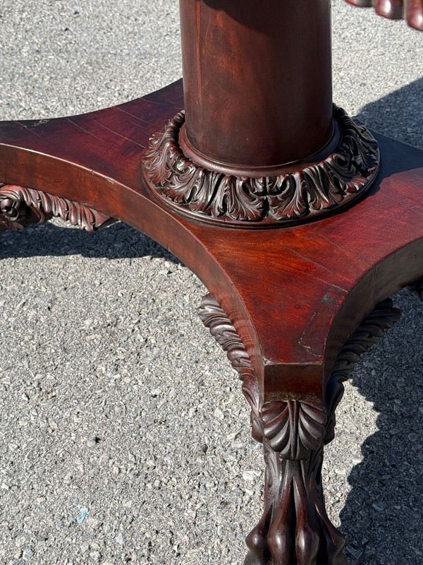 antique classical empire carved breakfast table Paw foot mahogany 1820 console gallery