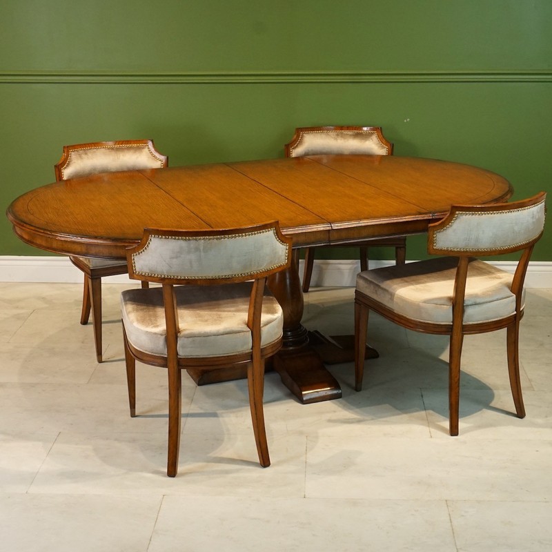 Beautiful 7' transitional Oak oval round pedestal dining Kitchen table gallery