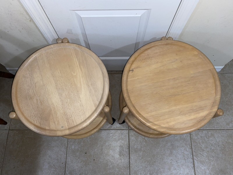 Pair Dansk MCM Danish 2-Tier Round Tray Table Removable Lazy Susan 70s Portable gallery
