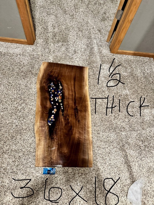 Black walnut Lovely Blue Resin River Table with Lake Superior Agates for Sale