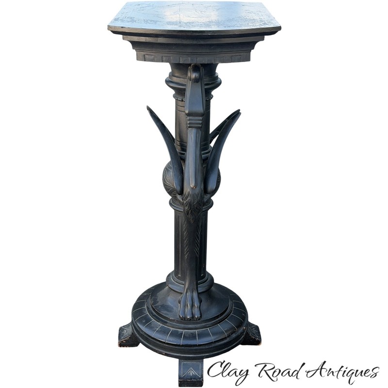 Antique victorian aesthetic ebonized stork pedestal winged bird Boston 1880 gallery