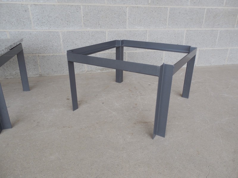 Mid Century Modern Floating Marble Top Steel Base Tables - A Pair gallery