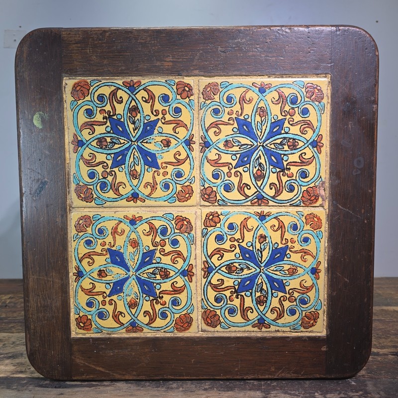 Vintage 1930s Tudor Tile Occasional Table Wood Side Nightstand Whittier CA gallery