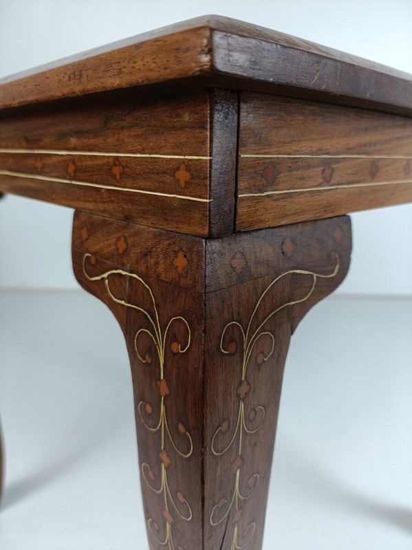Small Vintage Side Occasional Wine table Vintage carved wood Inlay Louis XV legs gallery