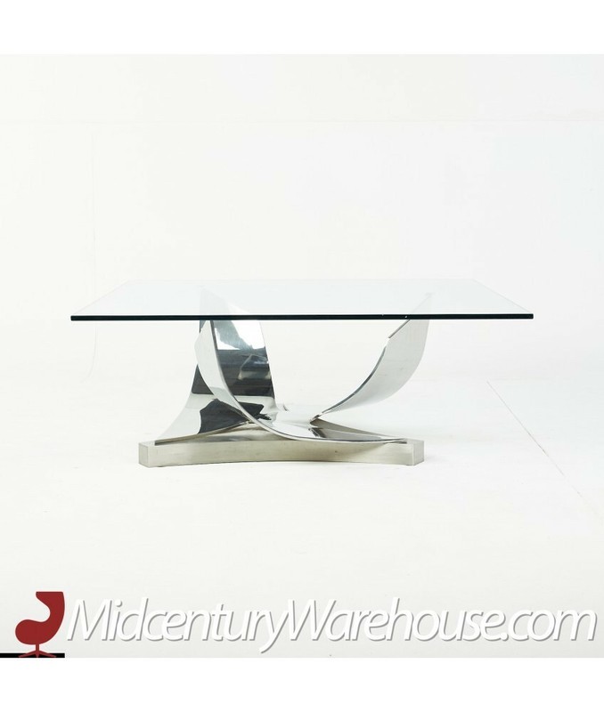 Ron Seff Polished Chrome, Stainless Steel and Glass Coffee Table gallery