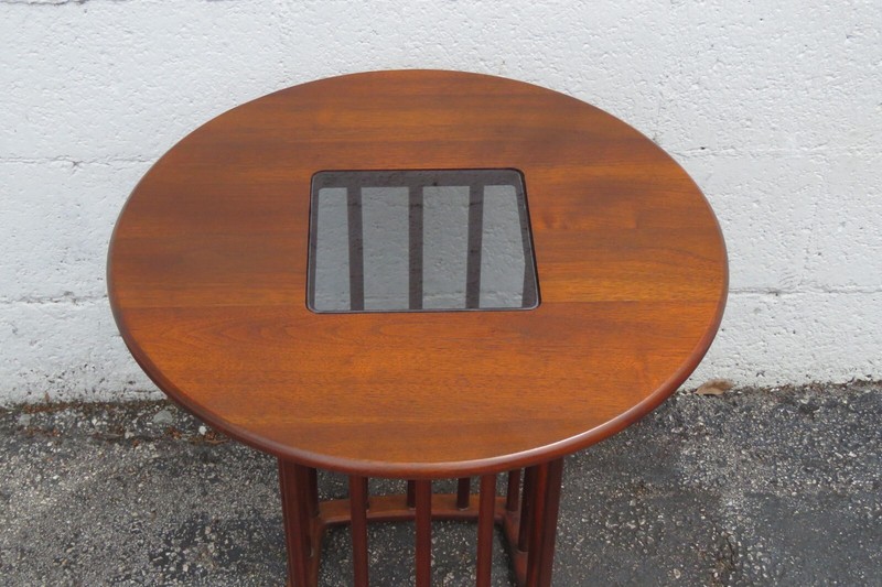 Mid Century Danish Round Glass Top Side End Lamp Table 5522 gallery