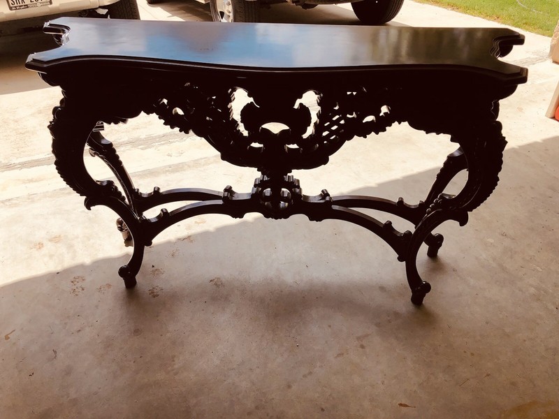 ORNATE MAHOGANY FORMAL HAND CARVED entry TABLE gallery