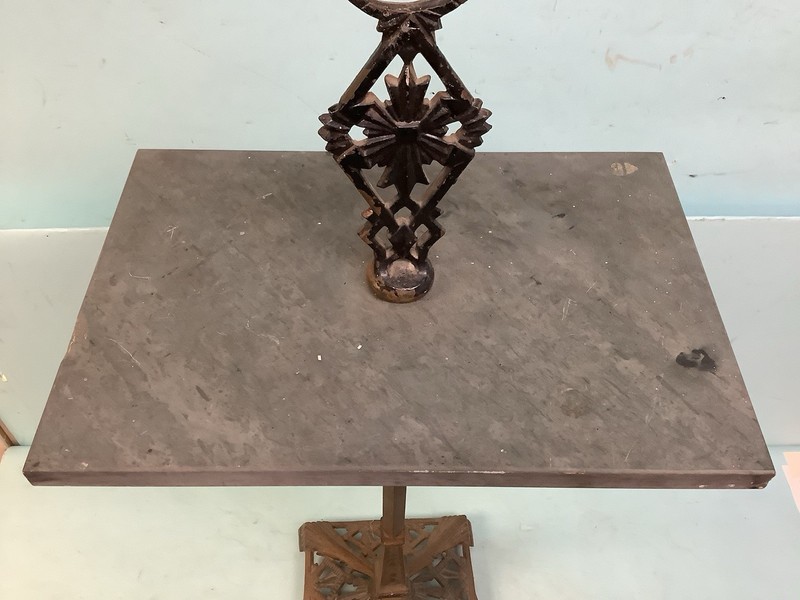 Art Deco Iron and Slate Top Side Table Stand Surface 24 3/4”H gallery