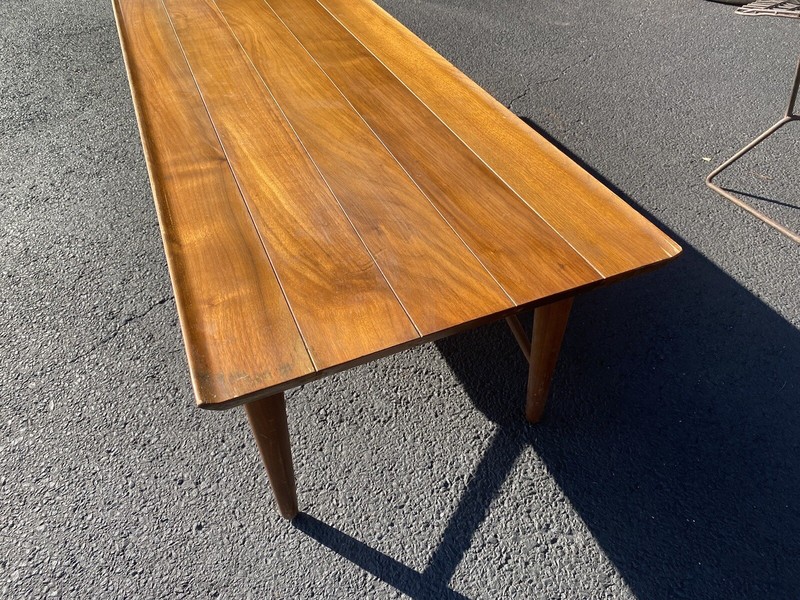 Mid Century Modern Natural Wood Designer Heritage Henredon Long Coffee Table gallery