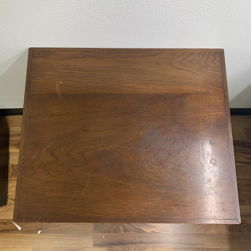 Antique 1910s Solid Walnut Wood 28" Accent Side End Table w/ Bottom Drawer gallery