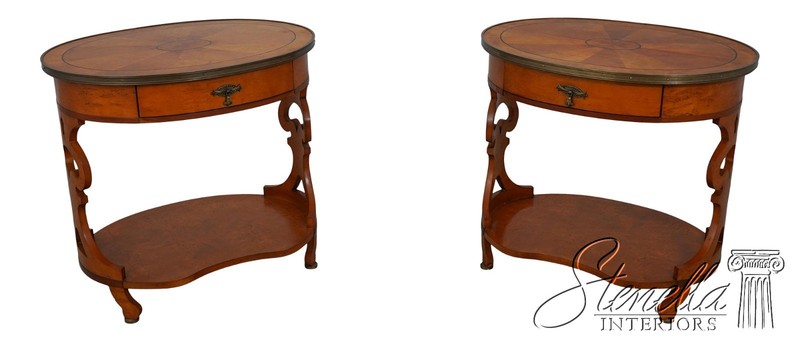 60246: Pair JOHN WIDDICOMB Bierdermier Style 1 Drawer Lamp Tables