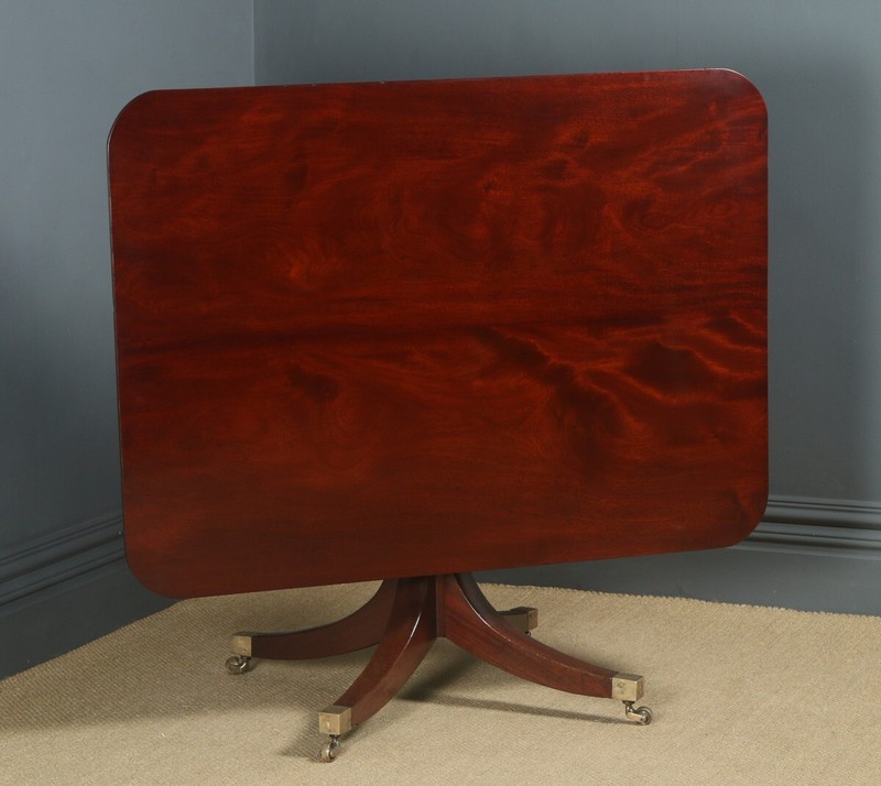 Antique English Regency Figured Mahogany Rectangular Tilt Top Dining Table gallery