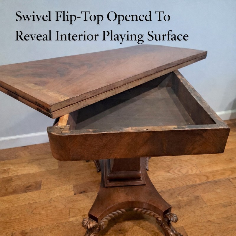 Early 19th-Century Mahogany Regency Game Table Hand Carved Lion’s Paw Feet gallery