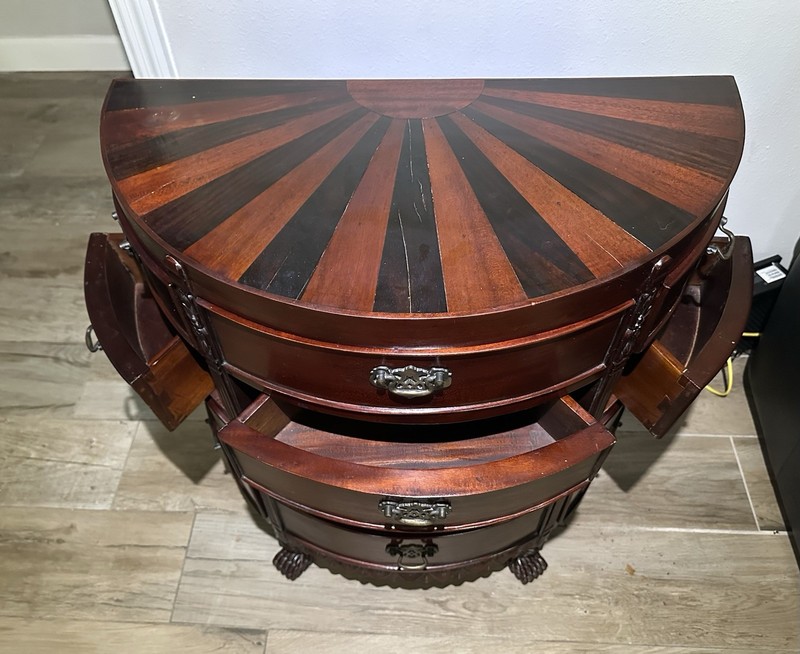Vintage Demilune Console Table Dresser Chest twelve drawers carved claw feet gallery