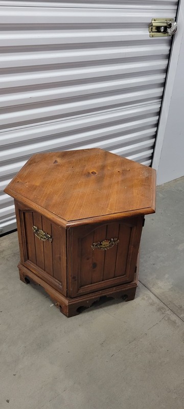 Vintage Oak Hexagon Cabinet End Table