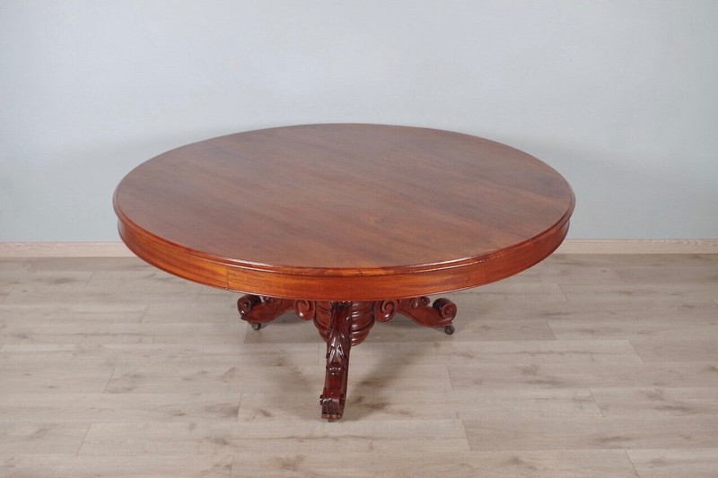 Important Louis-Philippe mahogany and walnut pedestal with center foot gallery