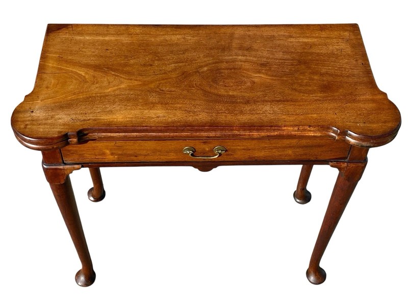 Antique English George III Mahogany Card Table / Console Table With Drawer gallery