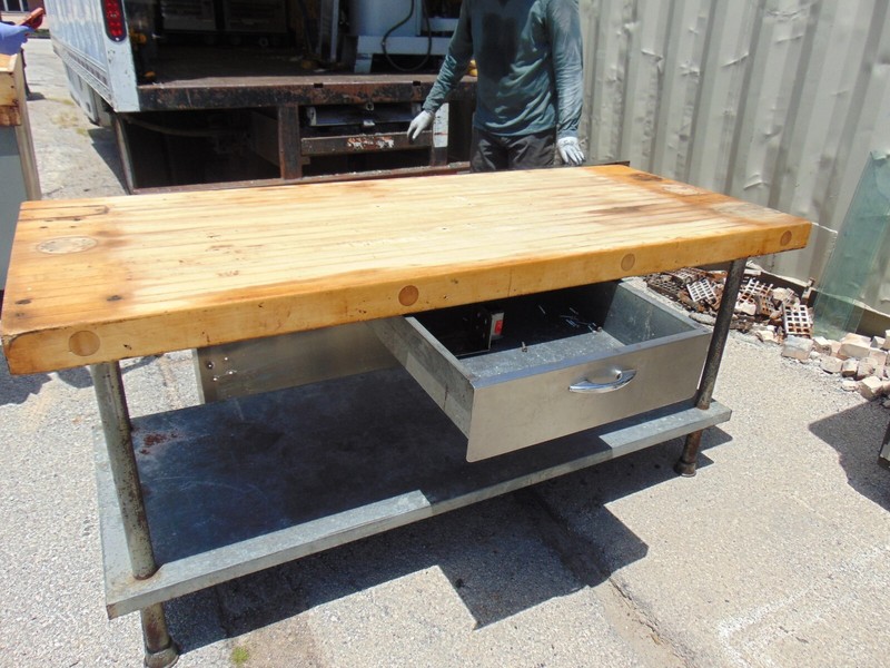 Vtg Industrial Chef Butcher Block Island Stainless WorkStation Table 72x30 gallery